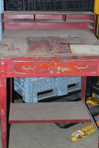 RED TALL MAIL DESK WITH DRAWER