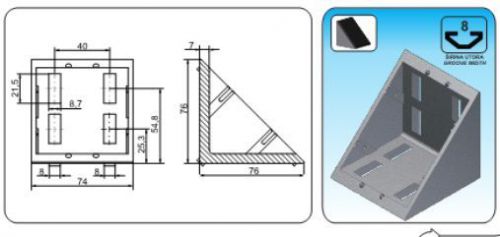 T Slot Angle 74x76x76 Serial 8 (1pcs)