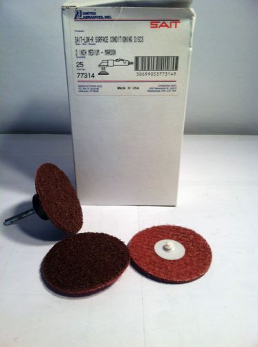 SAIT / UNITED ABRASIVES #77314, SAIT-LOK-R, 3&#034; MED MAROON NON-WOVEN DISC +HOLDER