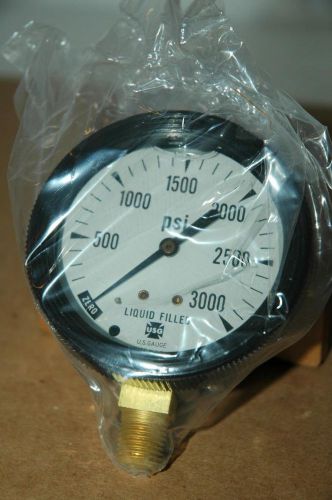 Ametek 0-3000 PSI 2.5&#034; Liquid Filled US Pressure Gauge P580L P580 1/4&#034; NPT - NOS