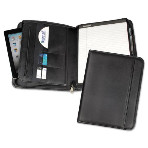 Professional Zippered Pad Holder, Pockets/Slots, Writing Pad, Black