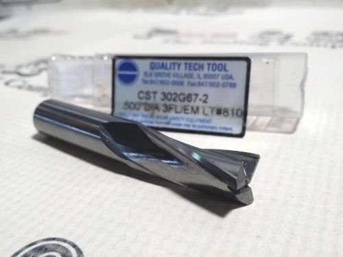 NEW! QUALITY TOOL 1/2&#034; .500 x 1-1/4&#034; x 3&#034; 3 FLUTE CARBIDE END MILL ENDMILL