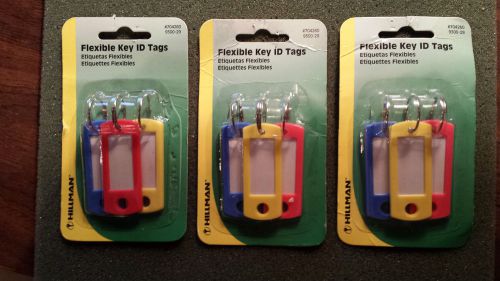 3 nib hillman 3-pack flexible key id tags-#704260/930029-red-yellow-blue-unused! for sale