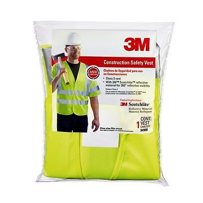 3M(TM) Hi-Viz Vest, Class 3, Short Sleeve, 94900-80030, Yellow, 5/case