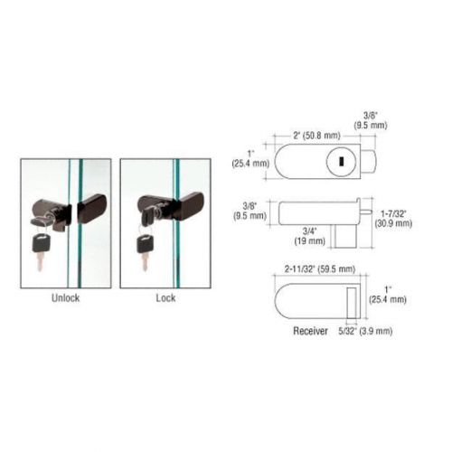 CRL Bronze Randomly Keyed No-Drill Showcase Lock 255BRZ