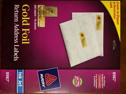 Avery 8987 Inkjet Mailing Labels, 3/4&#034;x2-1/4&#034;, 300/PK, Gold Foil