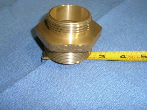 DMH2015F BRASS HEX NIPPLE FIRE HOSE ADAPTER 2&#034; NPT X 1-1/2&#034; NST DOUBLE MALE