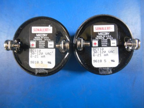 LOT OF 2 Mallory Sonalert Audiable Alarm SC110 30-120 VAC 6-1 MA