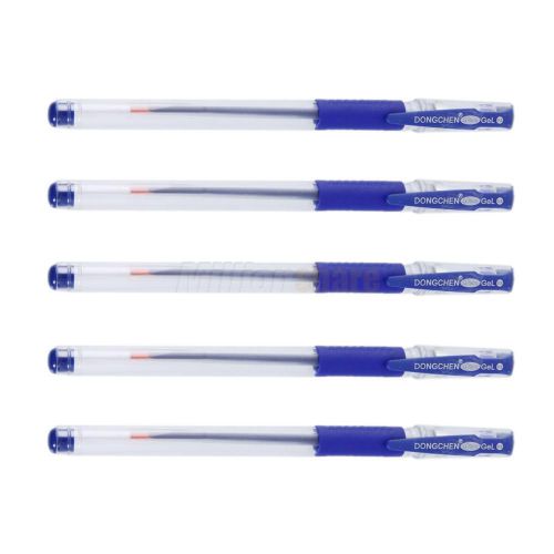 5 pcs 0.5mm Gel Rollerball Pens Blue Ink Office Stationery