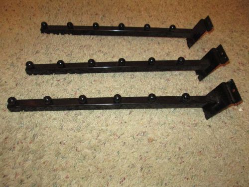 Lot of 3 Black Slat Wall Waterfall 6 Ball Clothes Rack Hangers