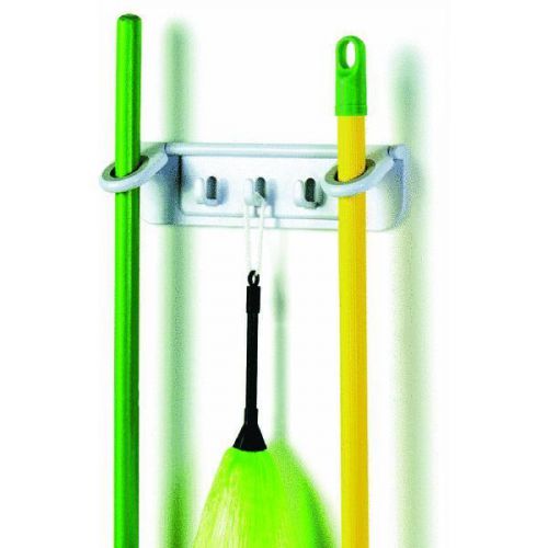 Spectrum 33300 Mop And Broom Organizer Long Handle Tool Rack  White