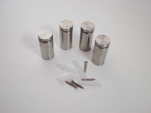4 pack 1&#034; diameter 2&#034; tall stainless steel stand-offs with screws &amp; anchors for sale