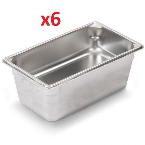 6 New Vollrath 30462 Steamtable Pan 1/4 Size 22 Gauge 6&#034; Depth - Case