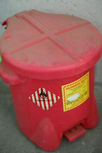 Molded Poly Hazardous / Oily Waste Can foot pedal opener  HAZARDOUS WASTE