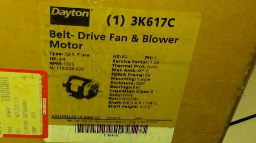 Dayton 3k617c belt-drive fan &amp; blower motor new for sale