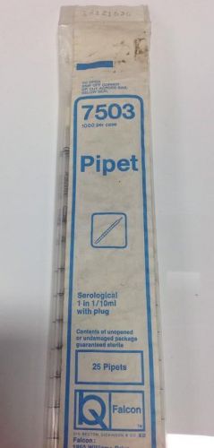 FALCON SEROLOGICAL PIPET 1 IN 1/10ML 7503 25/ PACK NIB