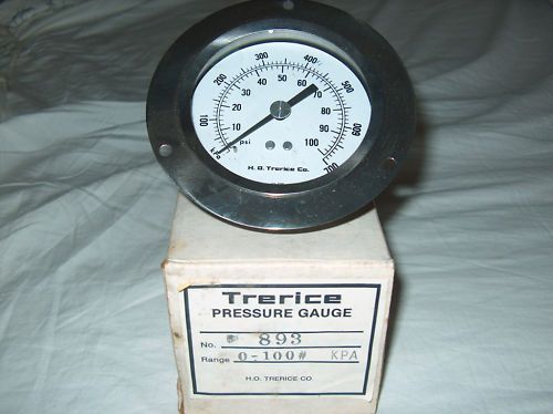 TRERICE PRESSURE GAUGE 3 1/2&#034; 0-100 PSI  *NEW*