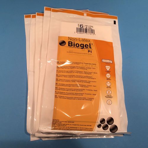 (5) Non-Latex BIOGEL sz 6 1/2 PL - Synthetic Polisoprene Surgical Gloves coating