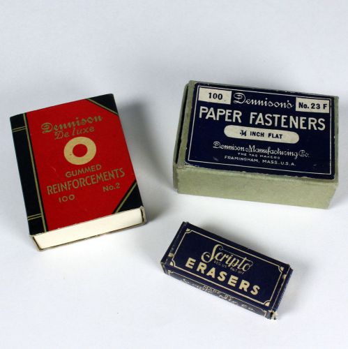 Denison Gummed Paper Reinforcement Paper Fasteners Lot - Vintage Advertising