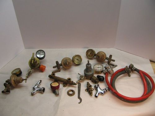 Vintage lot of beer soda taps regulators