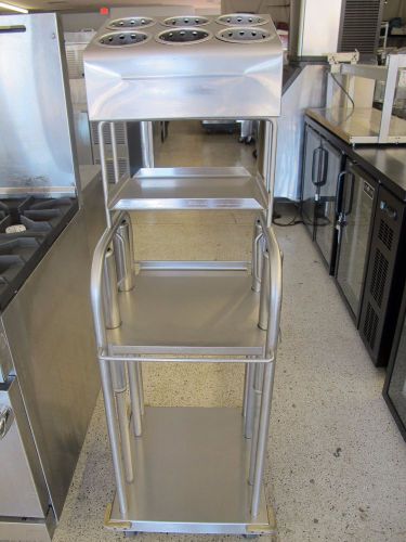 Stainless steel silverware and plate storage cart for sale