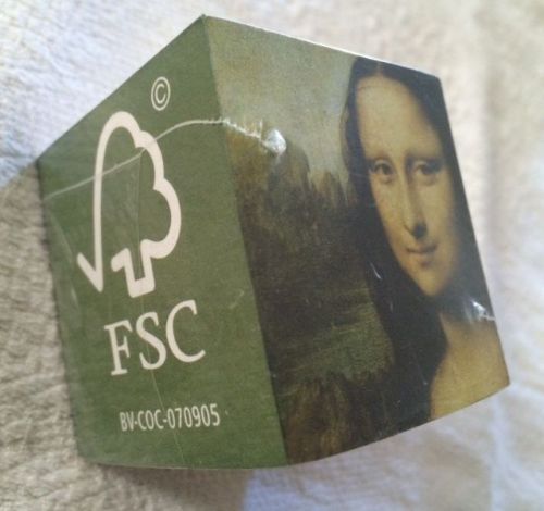 MONA LISA Note PAPER CUBE 1 7/8 by 1 15/16  c FSC