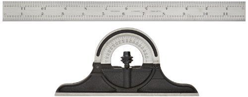 Starrett 491-12-4R Bevel Protractor, Protractor Head, Reversible, Black Wrinkle