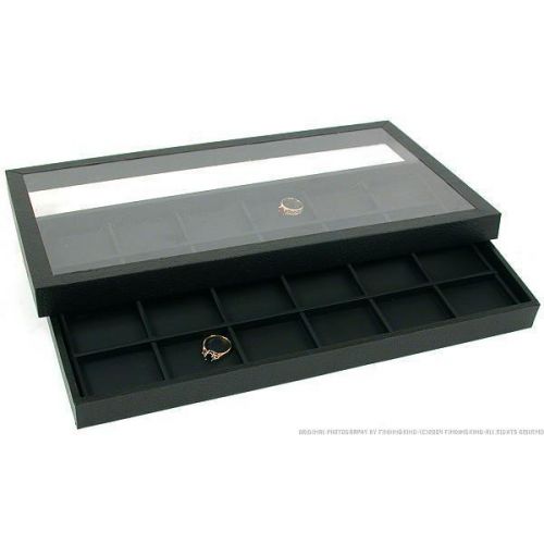 24 Slot Jewelry Display Tray &amp; Acrylic Lid Case