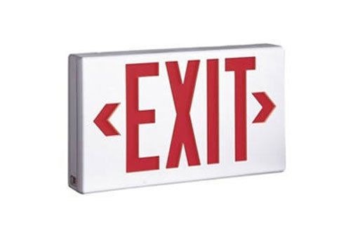 LED Emergency Exit Lighting Fixture Red Lettering Double Face Battery Backup