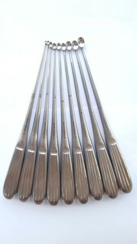 Spratt Brun Bone Curettes Straight Orthopedic SET OF 8 German Stainless 000 - 6