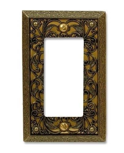 Amerelle 65RAB Filigree 1 Rocker-GFCI Wallplate, Antique Brass