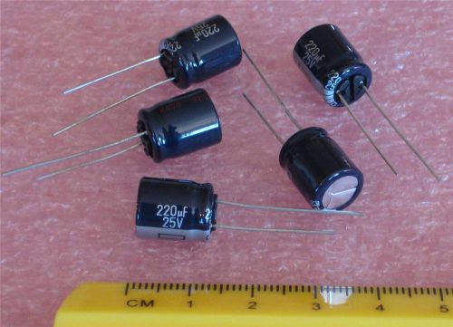 220uF 220 uF 25v 105c Radial Electrolytic Capacitor (Qty 50) *** NEW ***