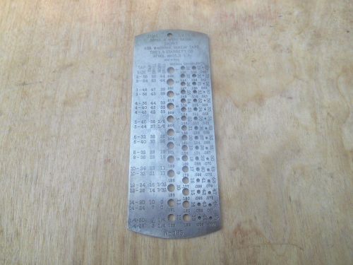 STARRETT NO. 185 TIME SAVER TAP &amp; DRILL GAUGE CHART