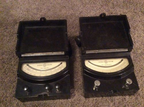 VINTAGE PAIR GE GENERAL ELECTRIC AC VOLT &amp; AMPERES METERS