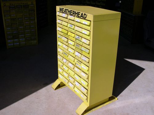 (2) VTG. WEATHERHEAD METAL DISPLAY STORAGE PARTS BINS CABINETS OIL GARAGE SAVE