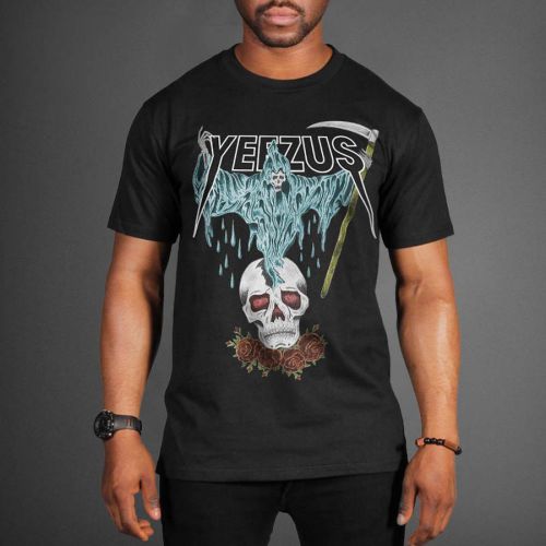 KANYE WEST YEEZUS TOUR MERCHANDISE YEEZY SKULL SICKLE ROSES GILDAN T-SHIRT SKULL