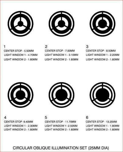 25mm Diameter Circular Oblique Illumination COL Microscope Filter Set