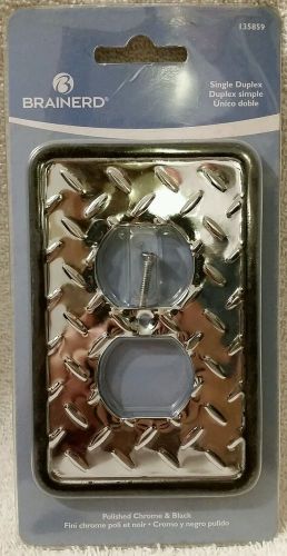 Brainerd Man Cave Diamond Plate Single Duplex Outlet Wall Plate / Lot of 2 New