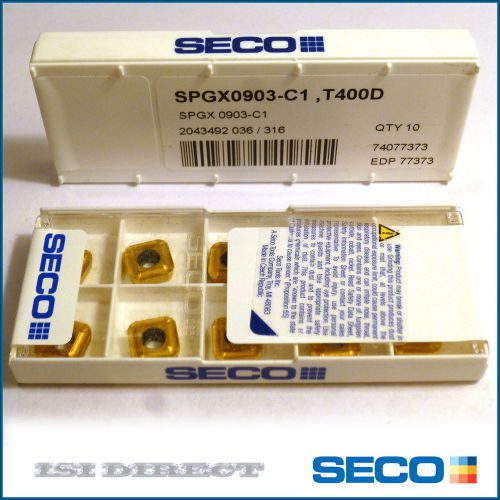 SPGX 0903-C1 T400D SECO ** 10 INSERTS *** 1 FACTORY PACK ***
