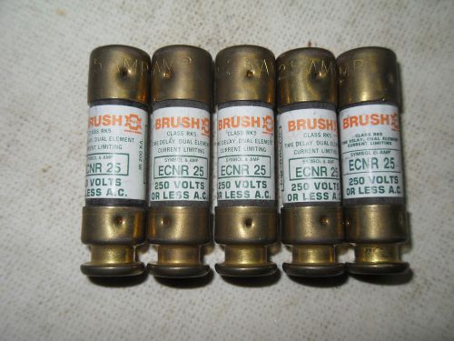 (H2) 1 LOT OF 5 USED BRUSH ECNR 25 250V FUSES