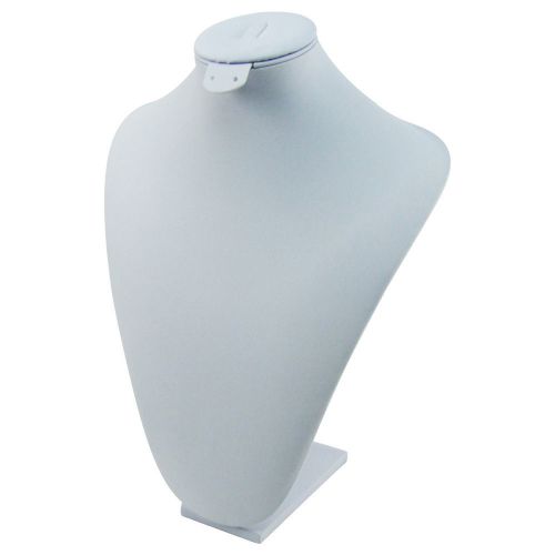 White Leather Jewelry Pendant Neck Display Bust Form Leatherette Necklace Stand