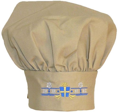 Holiday Gift Chef Hat Adult Khaki Adjustable Christmas Hanukkah Festive Monogram