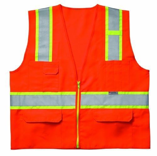 Custom Leathercraft SV23X-Large Surveyor&#039;s Vest Class 2, X-Large, Orange