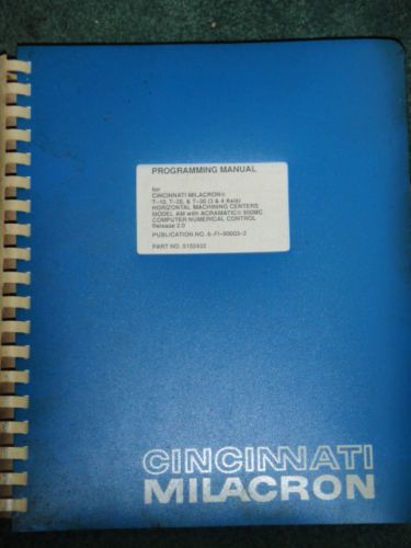 Cincinnati t-10 20 &amp; 30 hmc acramatic 950mc manual for sale