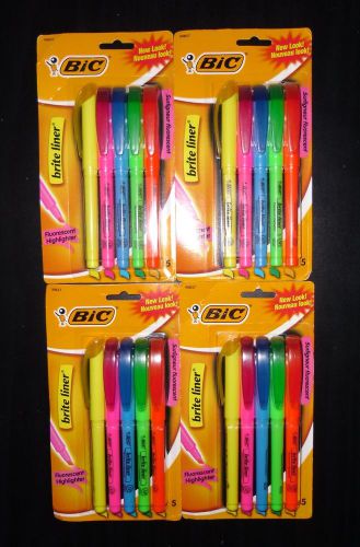 Bic brite liner fluorescent highlighter, 5-count (pack of 4) 20 total for sale