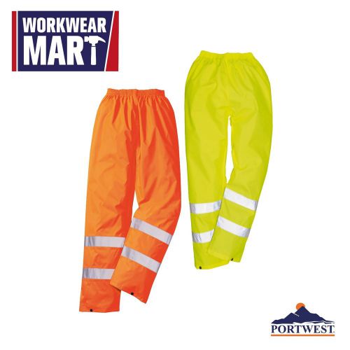 Portwest Hi-Vis Rain Work Pants, ANSI, Reflective Tape, Waterproof, M-3XL - NEW