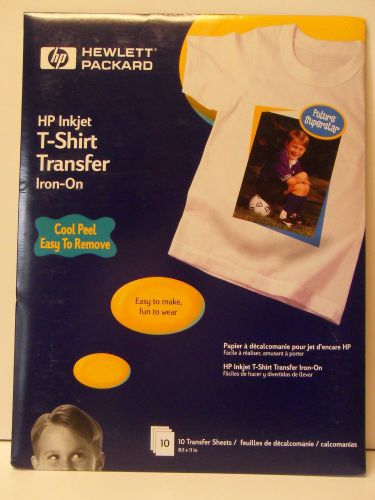 New HP Hewlett Packard Inkjet T-Shirt Transfer Iron-On Sheets, Set of 10