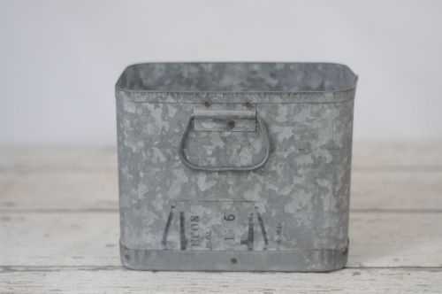 Vintage zinc galvanized metal bin with handle vintage metal box industrial for sale