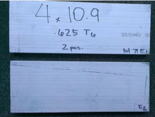 Lot 71e , 2 pcs  5/8 aluminum plate 4x10.9 plate bar 6061 t6 .625 5/8” thk for sale