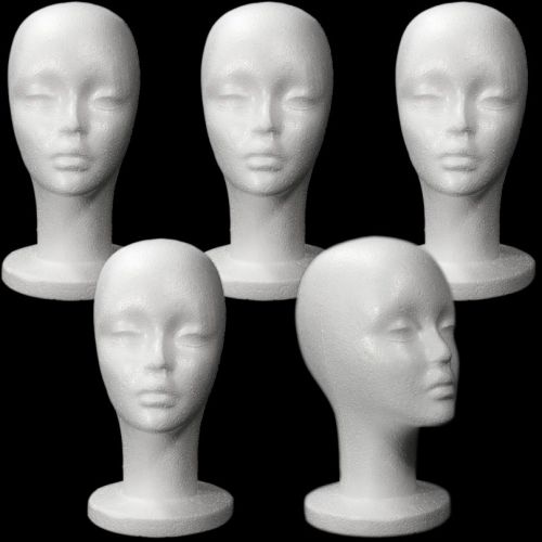 LESS THAN PERFECT MN-433LTP 5 PCS Female Styrofoam Mannequin Head w/ Long Neck